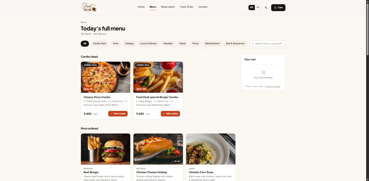 FoodDesk customer view