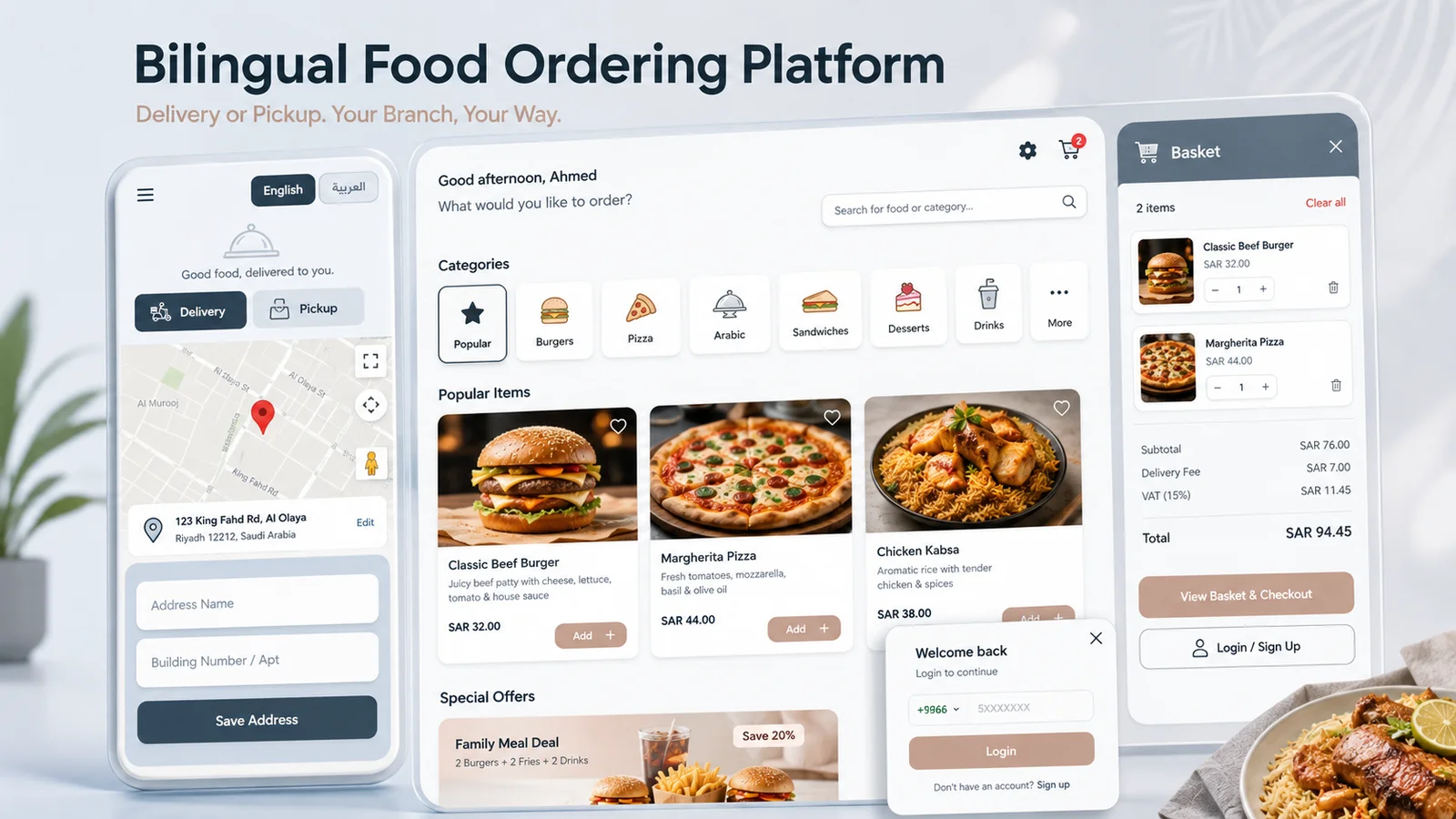 Bilingual Multi-Branch Food Ordering Platform